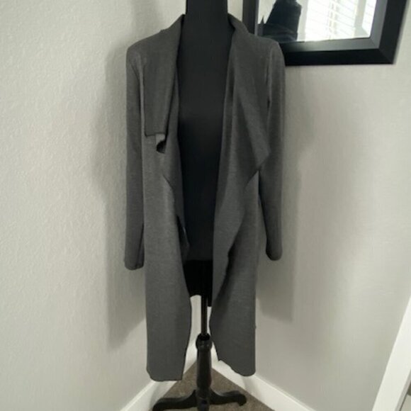 SHINESTAR Lightweight Long Gray Duster Cardigan Jacket Coat Medium - Picture 2 of 9